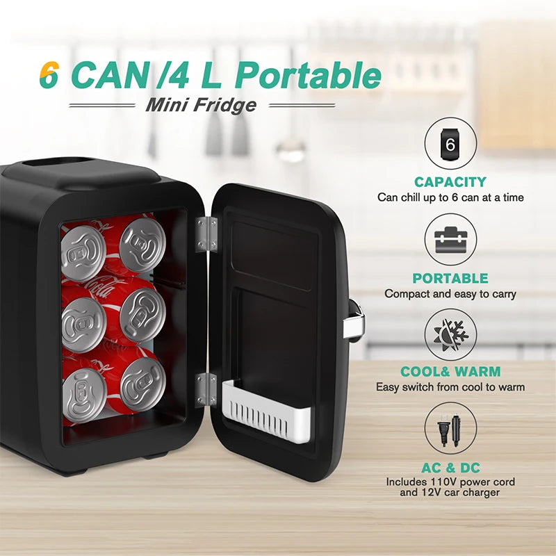 Crownful Mini Fridge Dual Voltage Beauty Skincare Refrigerator Car