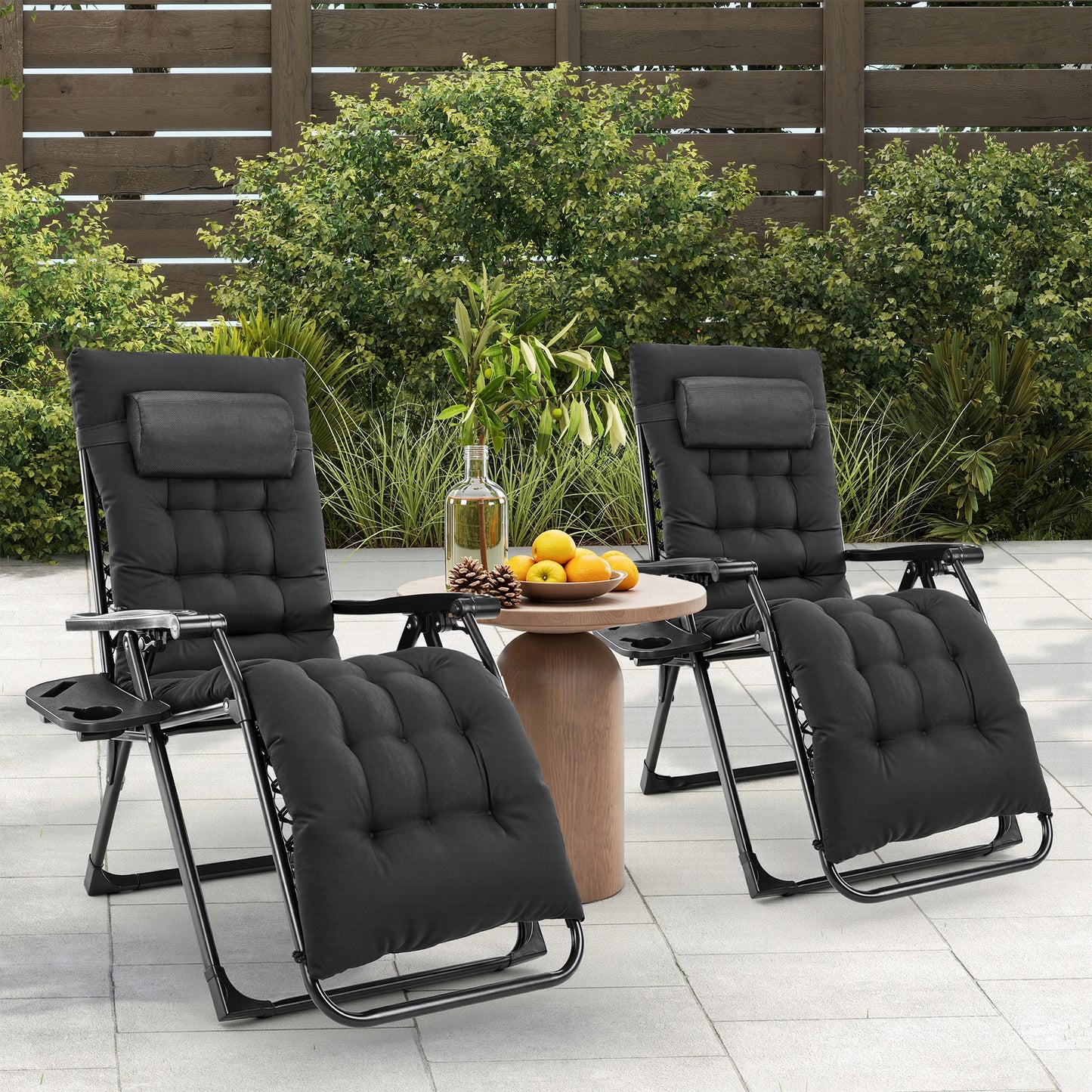 JHK Zero Gravity Recliner Outdoor Folding Lounge Chair Cup Holder