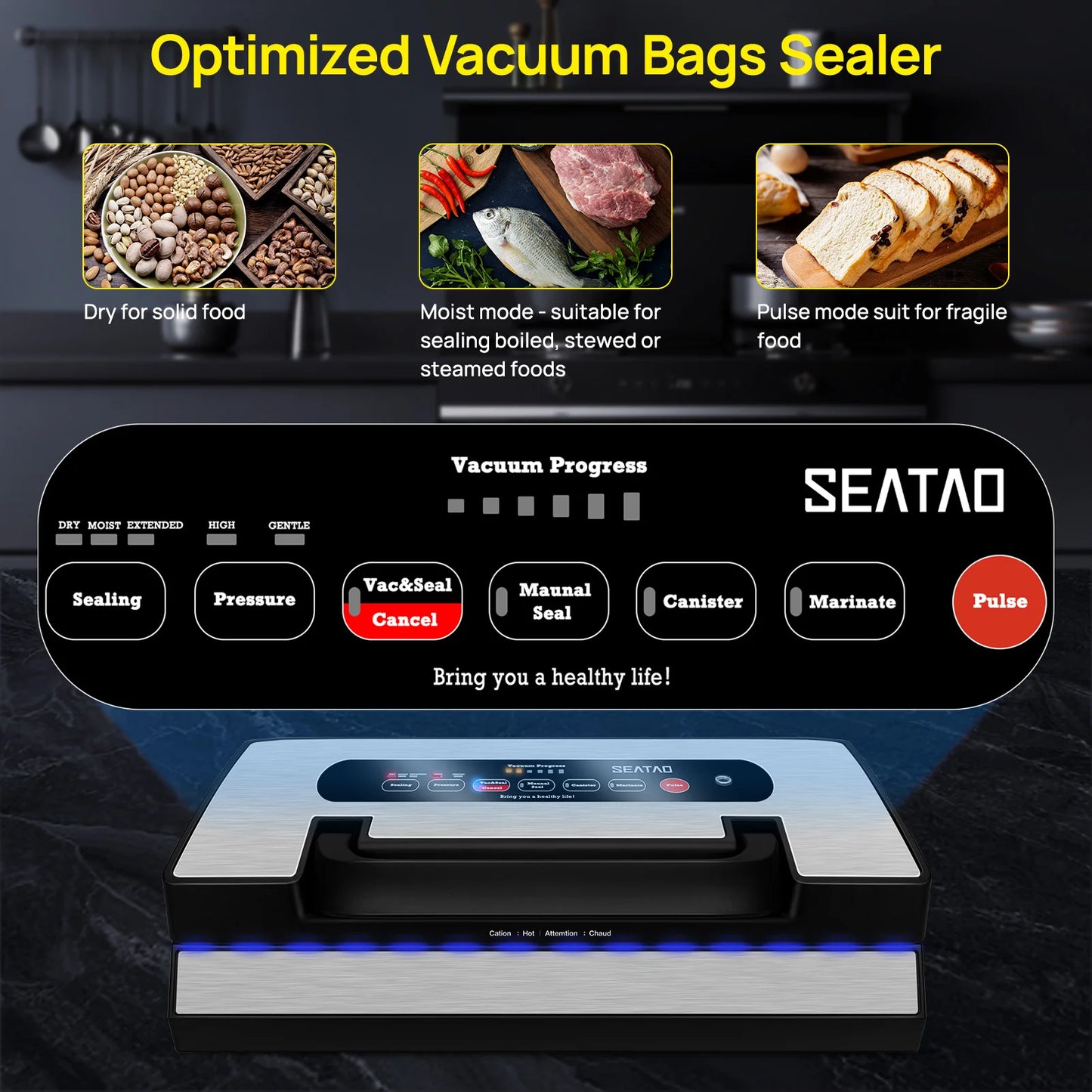 Seatao VH5188 Commercial Vacuum Sealing Machine With Cutter And Storage