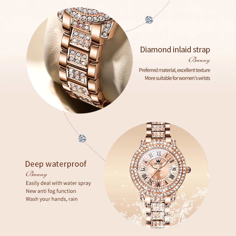 OLEVS Diamond Women's Watch 9943 Stainless Steel Waterproof Quartz