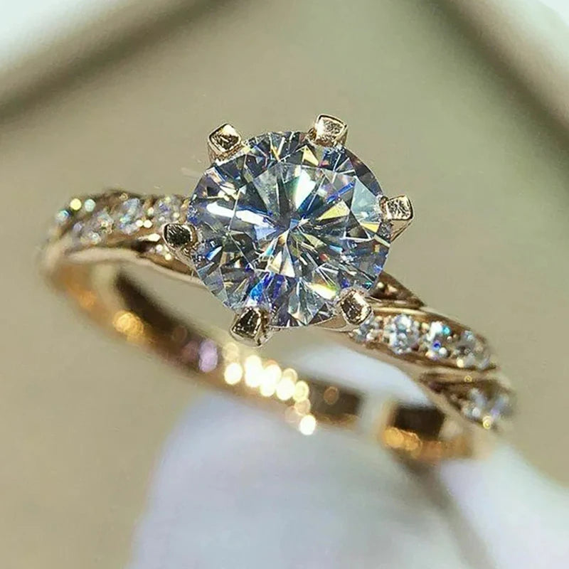 Huitan Classic 6-Claw Cubic Zirconia Ring for Women