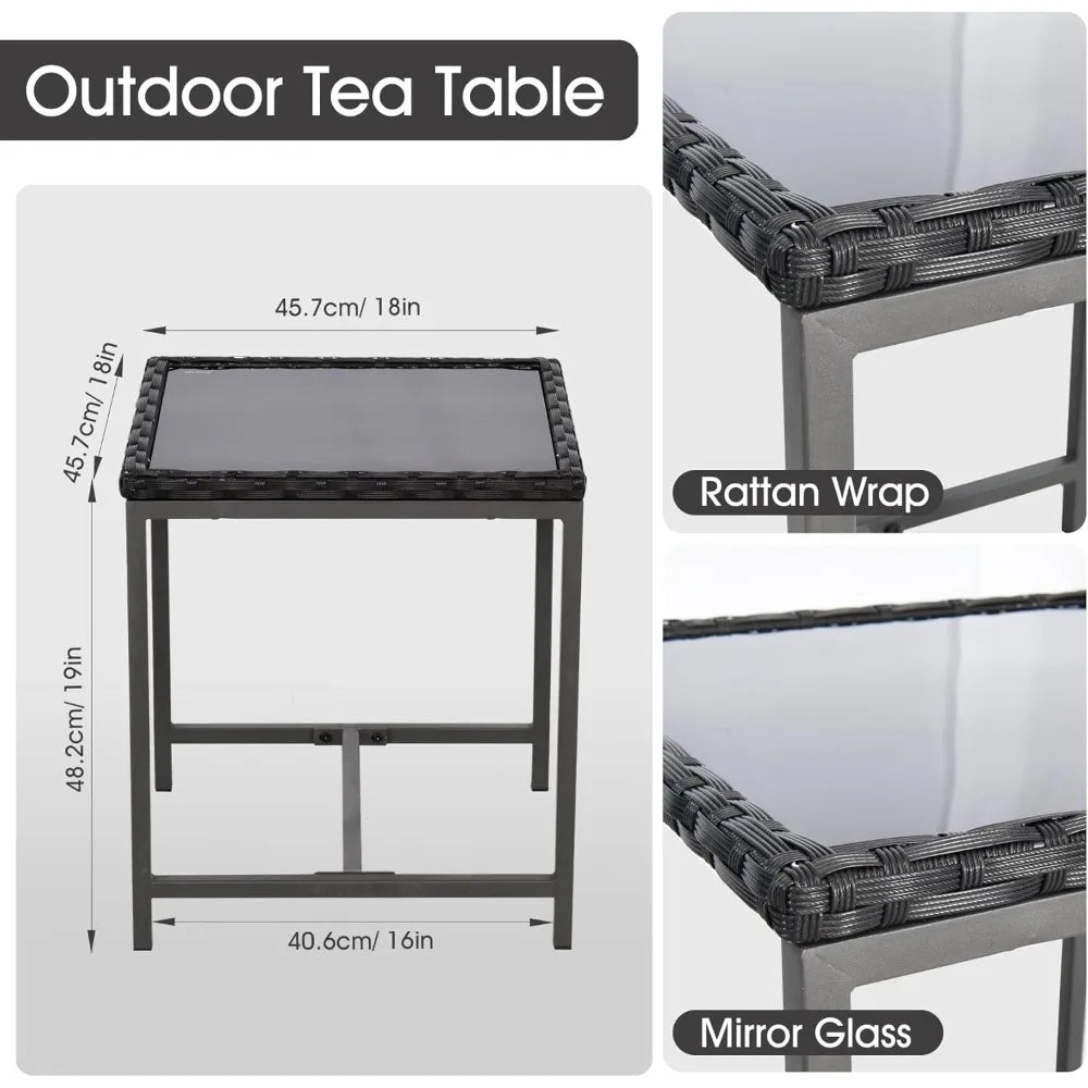 Bistro Patio Table And Rattan Rocking Chairs Set Outdoor