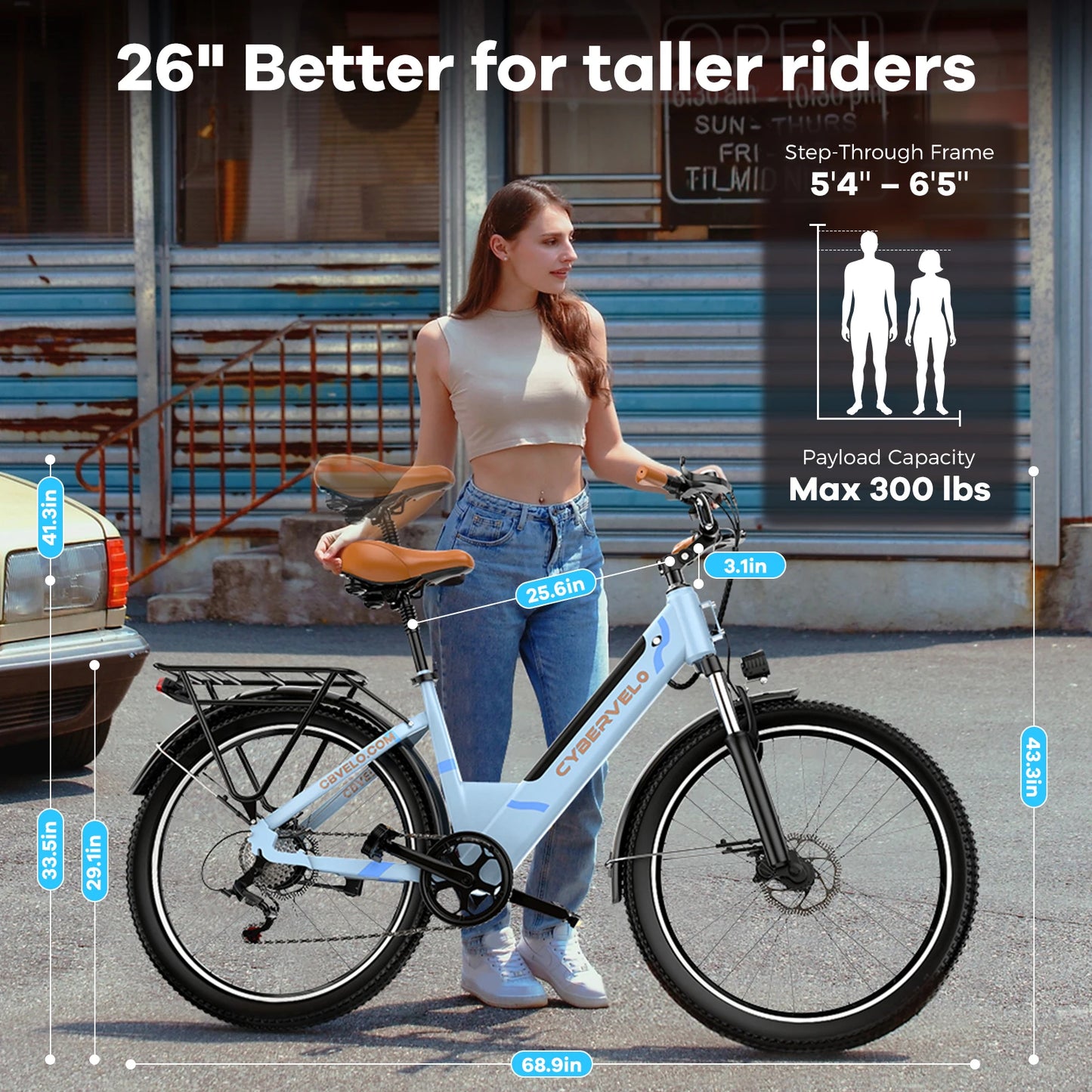 CYBERVELO EK2 Urban Commute Ebike 48V 1000W Peak Motor