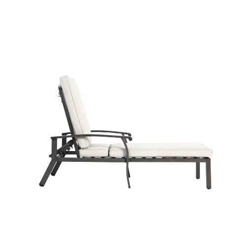 Outdoor Poolside Lounge Chair With Adjustable Backrest And Metal Frame