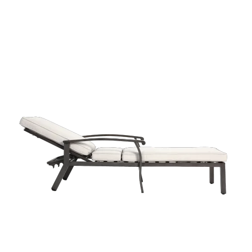 Outdoor Poolside Lounge Chair With Adjustable Backrest And Metal Frame