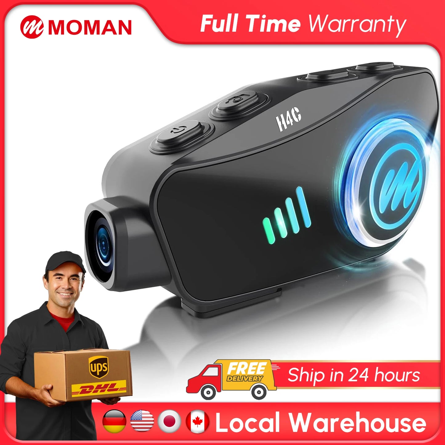 SYNCO Moman H4C Motorcycle Helmet Headset With 1080P Camera