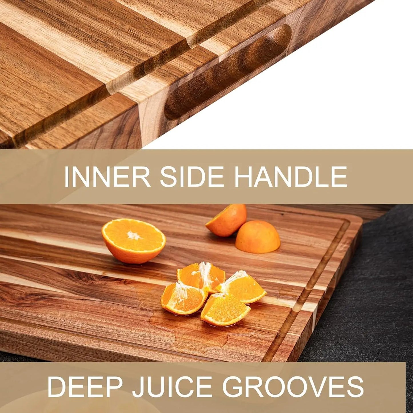 TWISTER.CK Wood Cutting Board With Juice Groove And Reversible Design