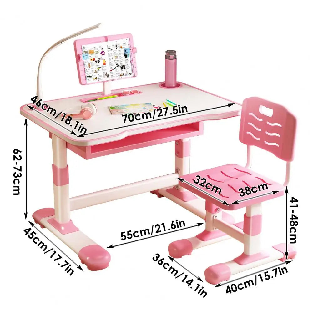 Ergonomic Kids Study Desk Chair Set With Height Adjustment