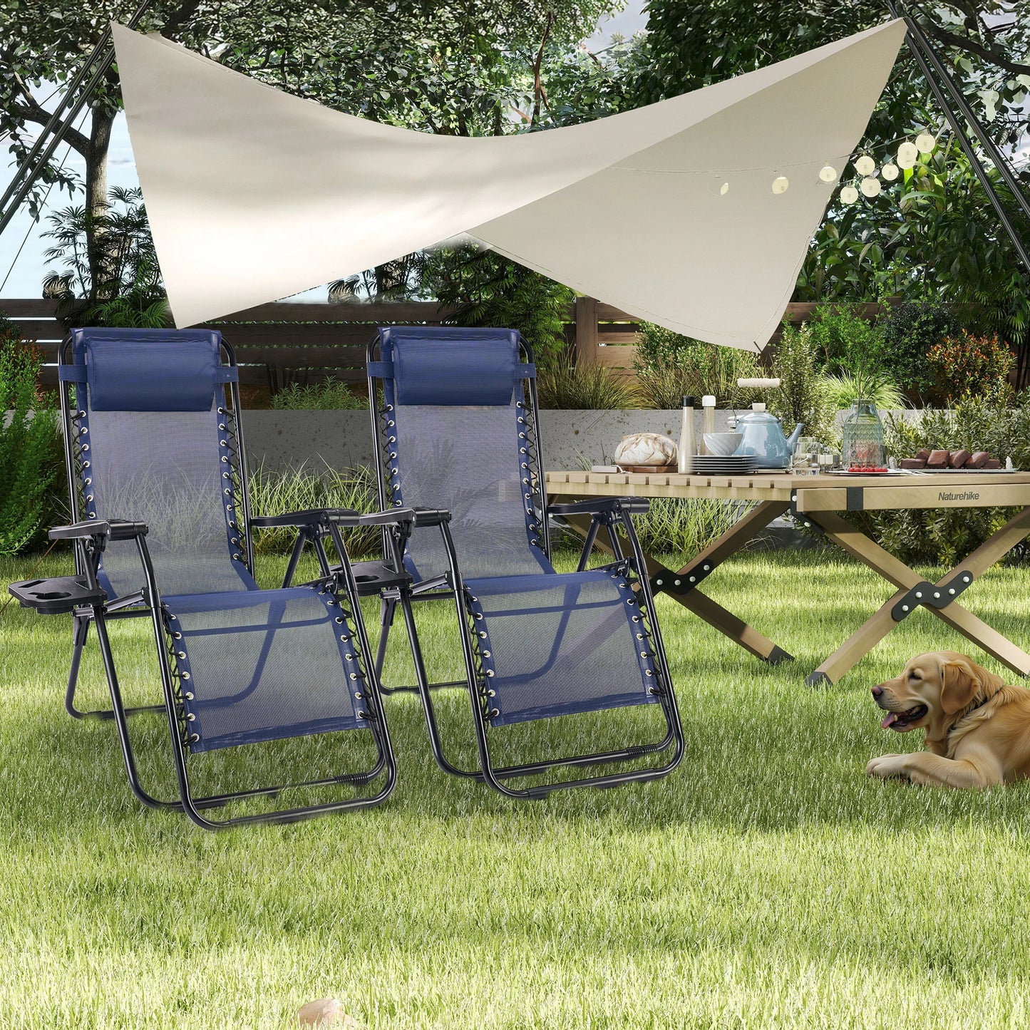JHK Portable Zero Gravity Recliner Chairs With Cup Holder Trays