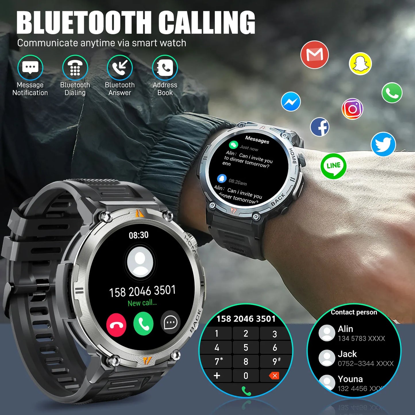 LaNikar KE3 Smart Watch Bluetooth Call for iOS and Android