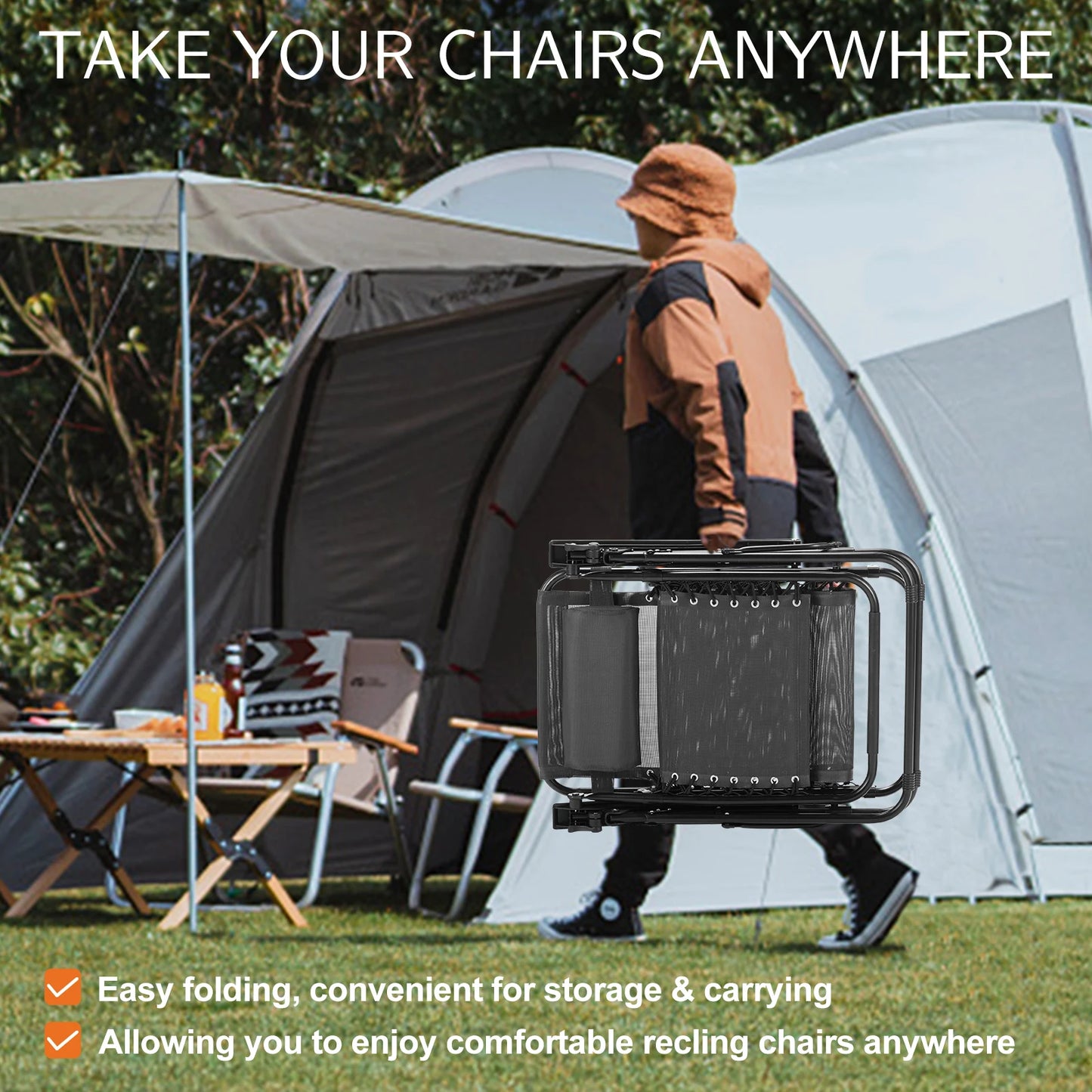 JHK Zero Gravity Recliners Set With Cup Holders