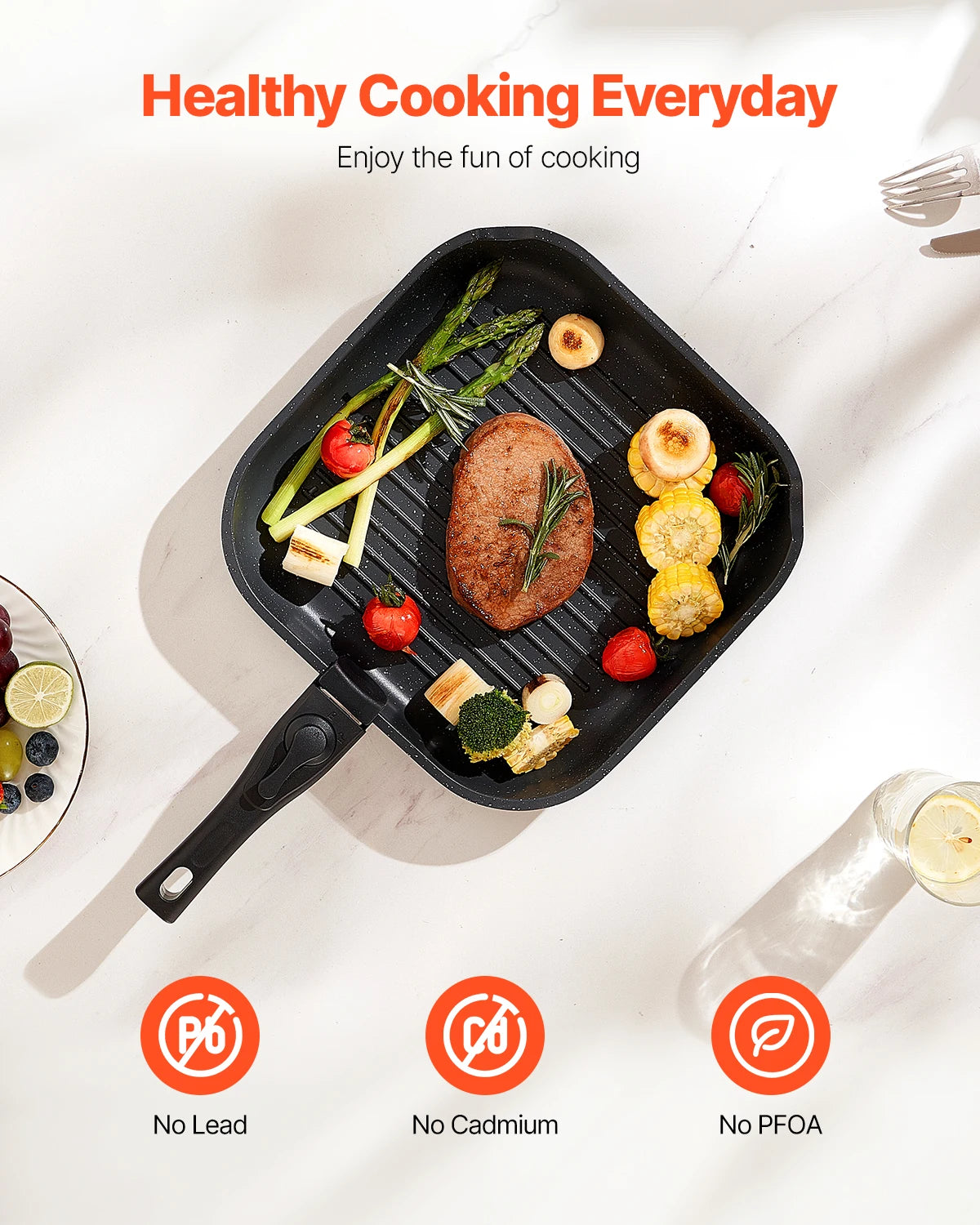 SucceBuy 17 Piece Nonstick Cookware Set Granite Induction Compatible