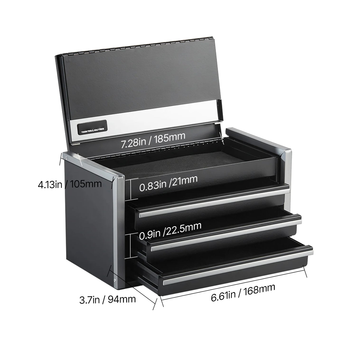 SucceBuy 3 Drawer Metal Tool Box with Ball Bearing