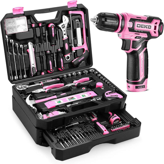 DEKO Home Mechanic Toolbox With 12V Cordless Drill And Organizer