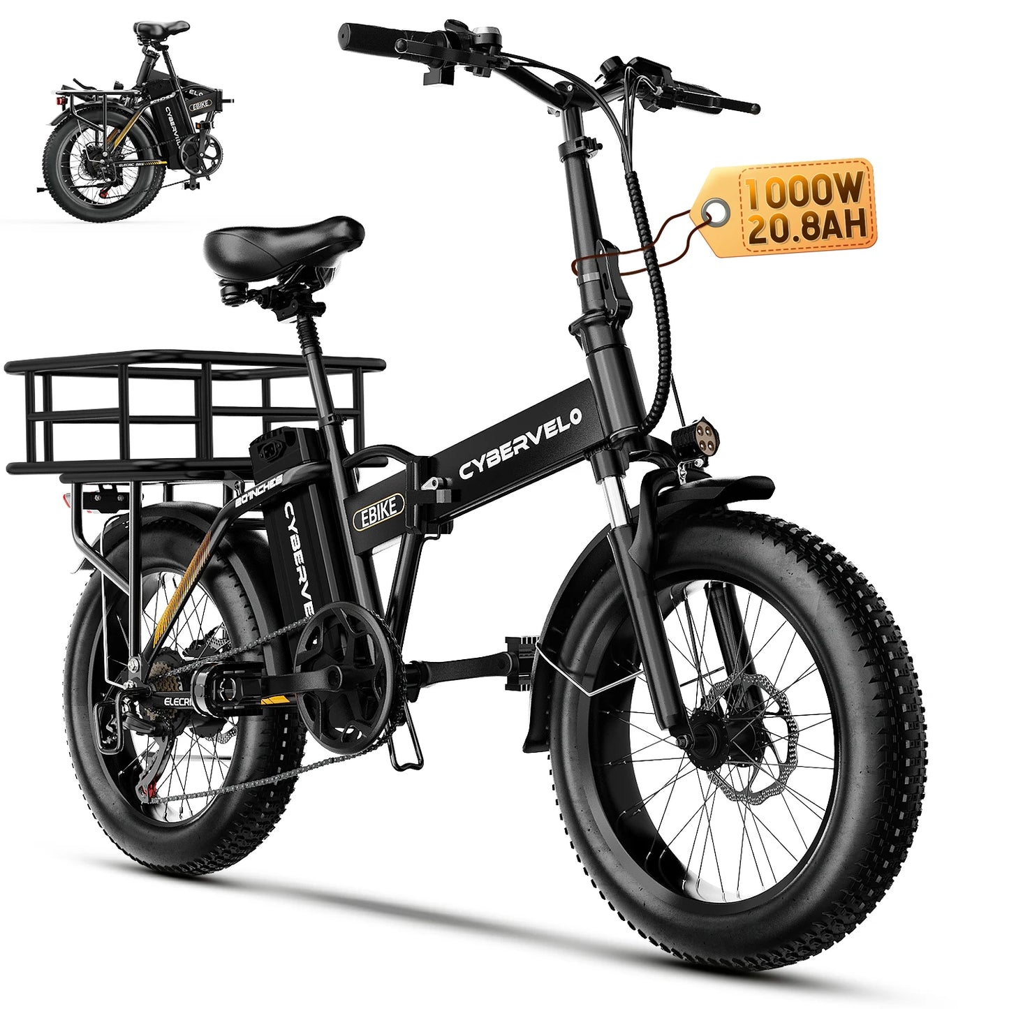 CYBERVELO EK4 Electric Folding Bike 1000W 48V 20Ah Ebike