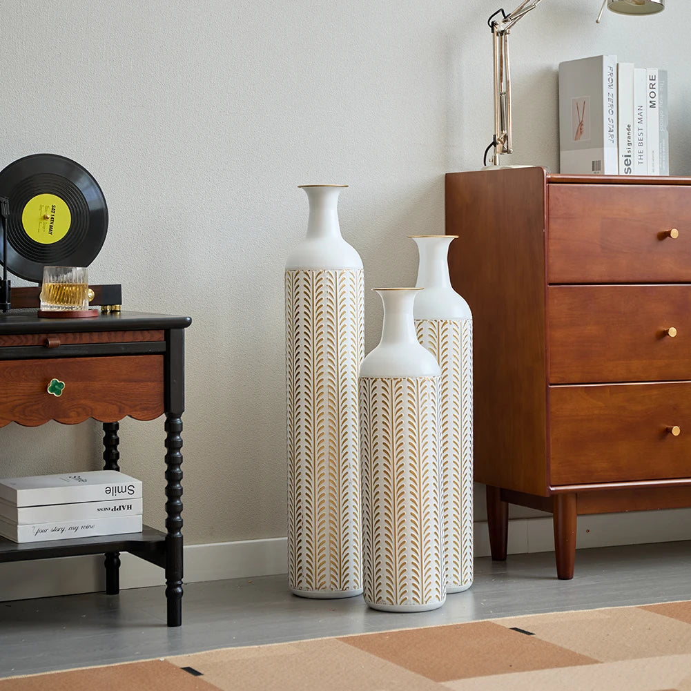 TWISTER.CK Floor Vase 3-Piece Modern Metal Decoration Set