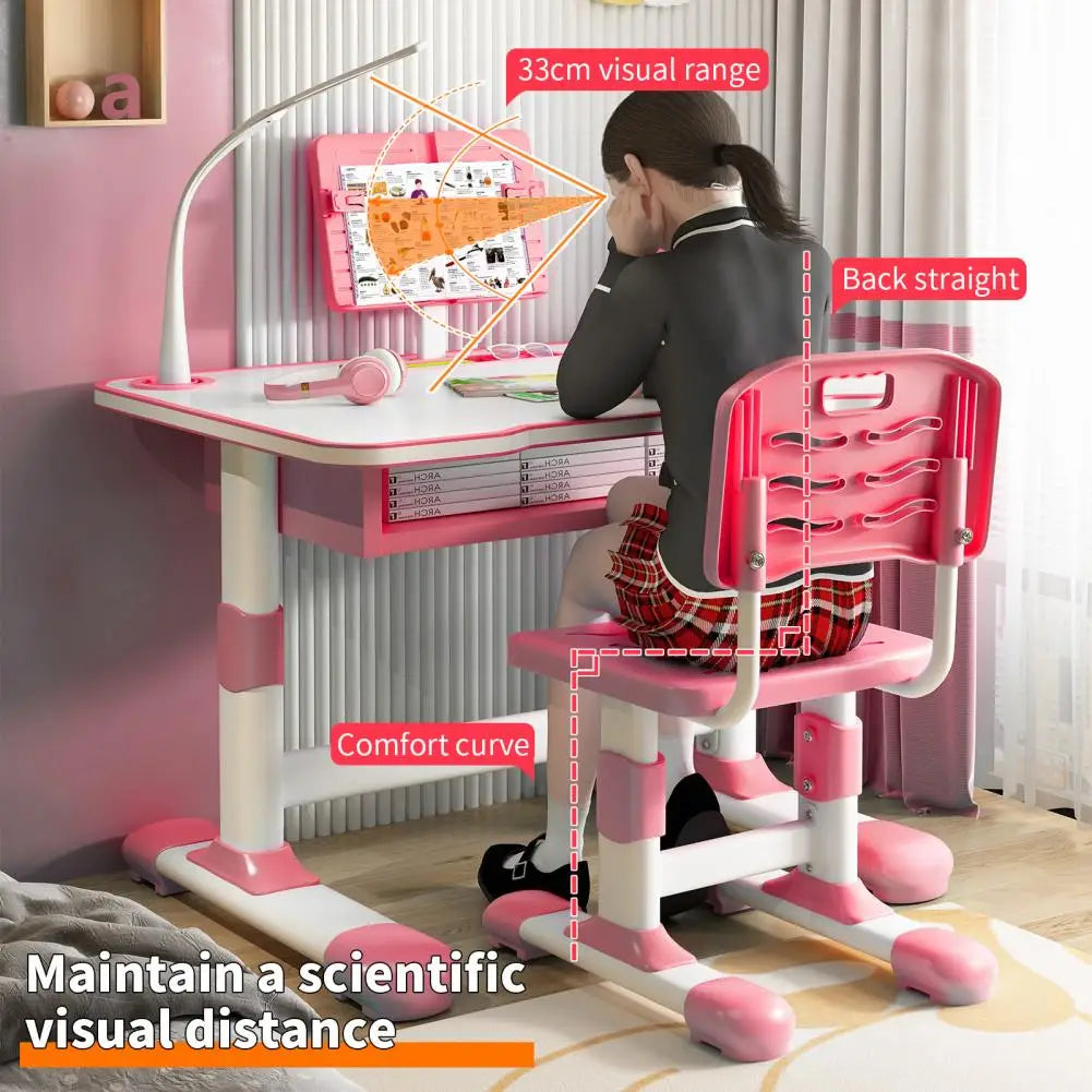Ergonomic Kids Study Desk Chair Set With Height Adjustment