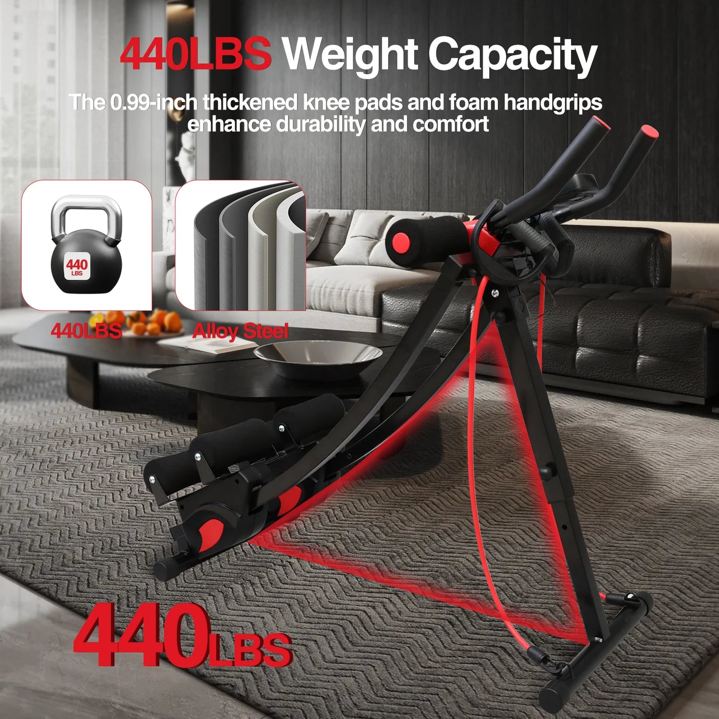 Foldable Abdominal Trainer With Dual Track Core Workout Machine