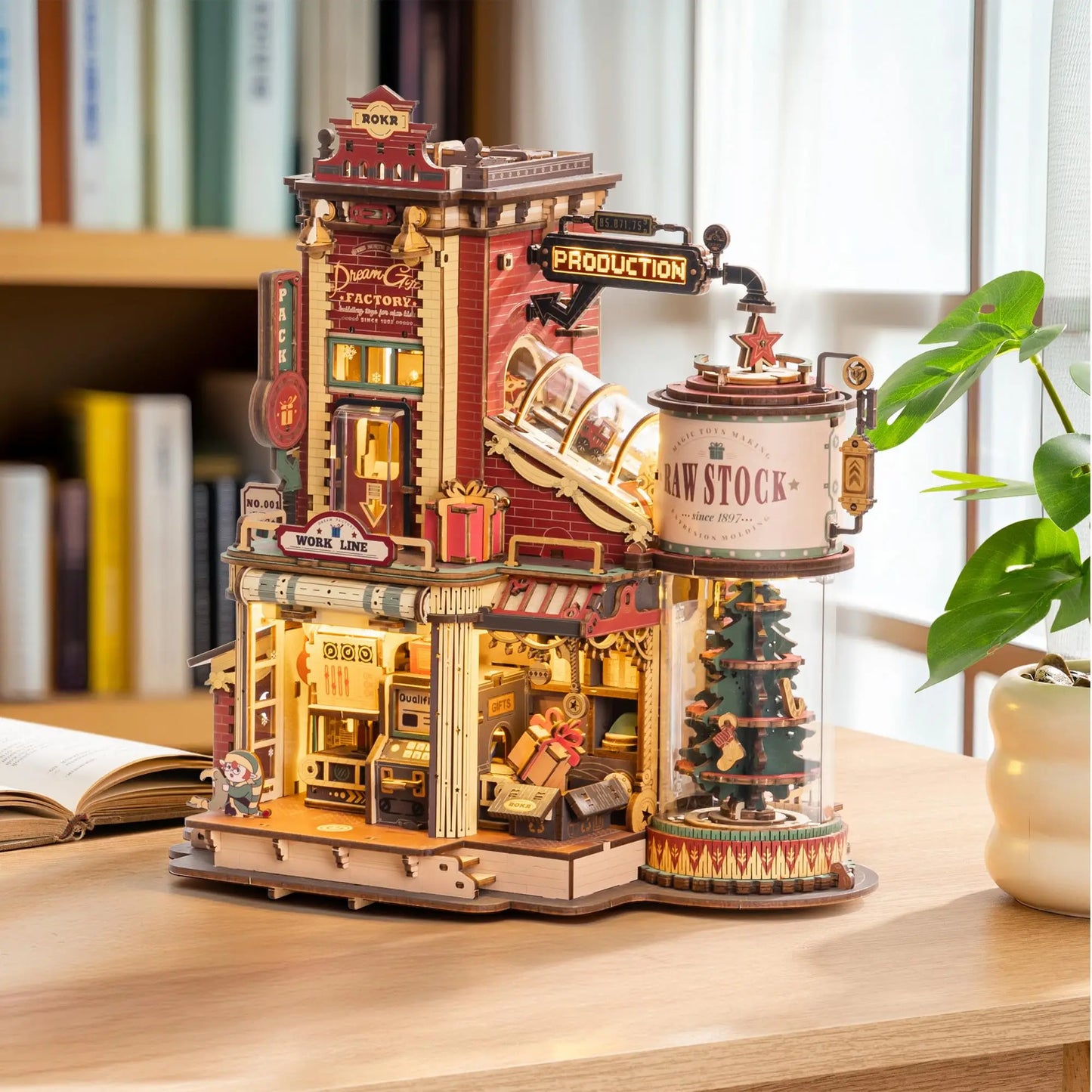 Robotime Rokr Dream Gift Factory 3D Wooden Puzzle With Light