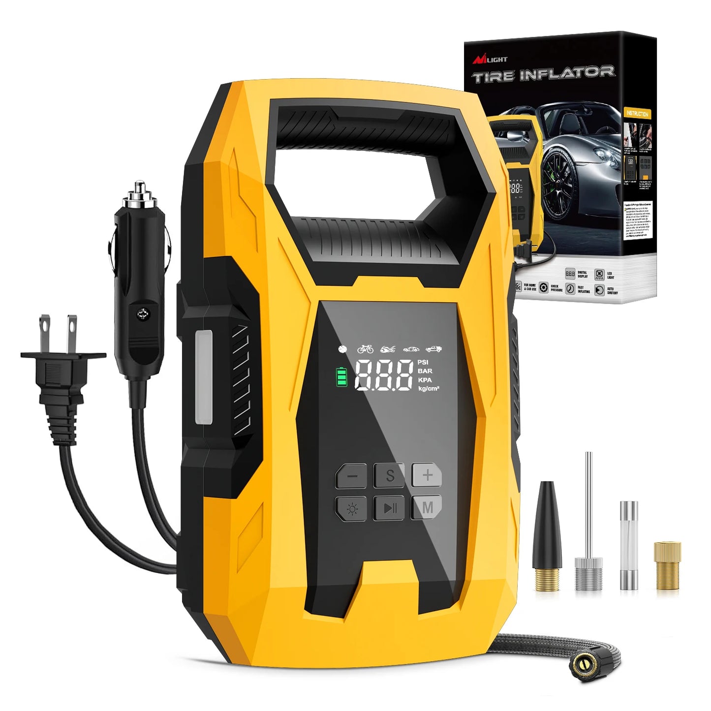 Tire Inflator Portable Air Compressor Dual Power for Cars