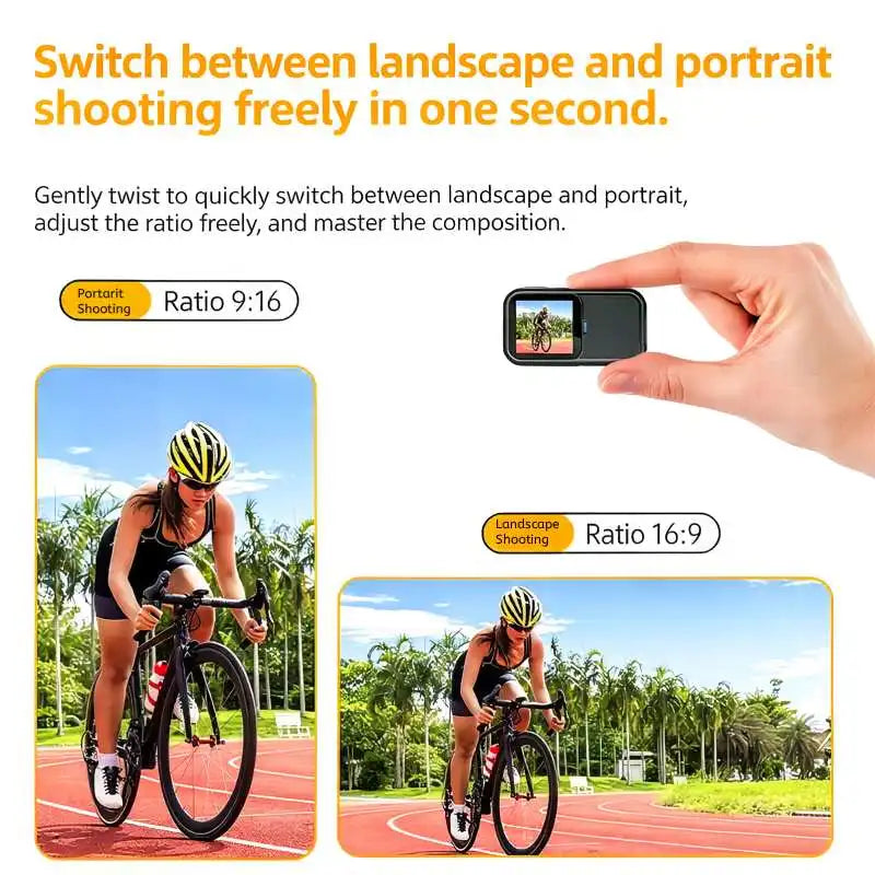 5K HD Action Camera With Wearable Pendant 130 Degree Wide Angle Dual Screen