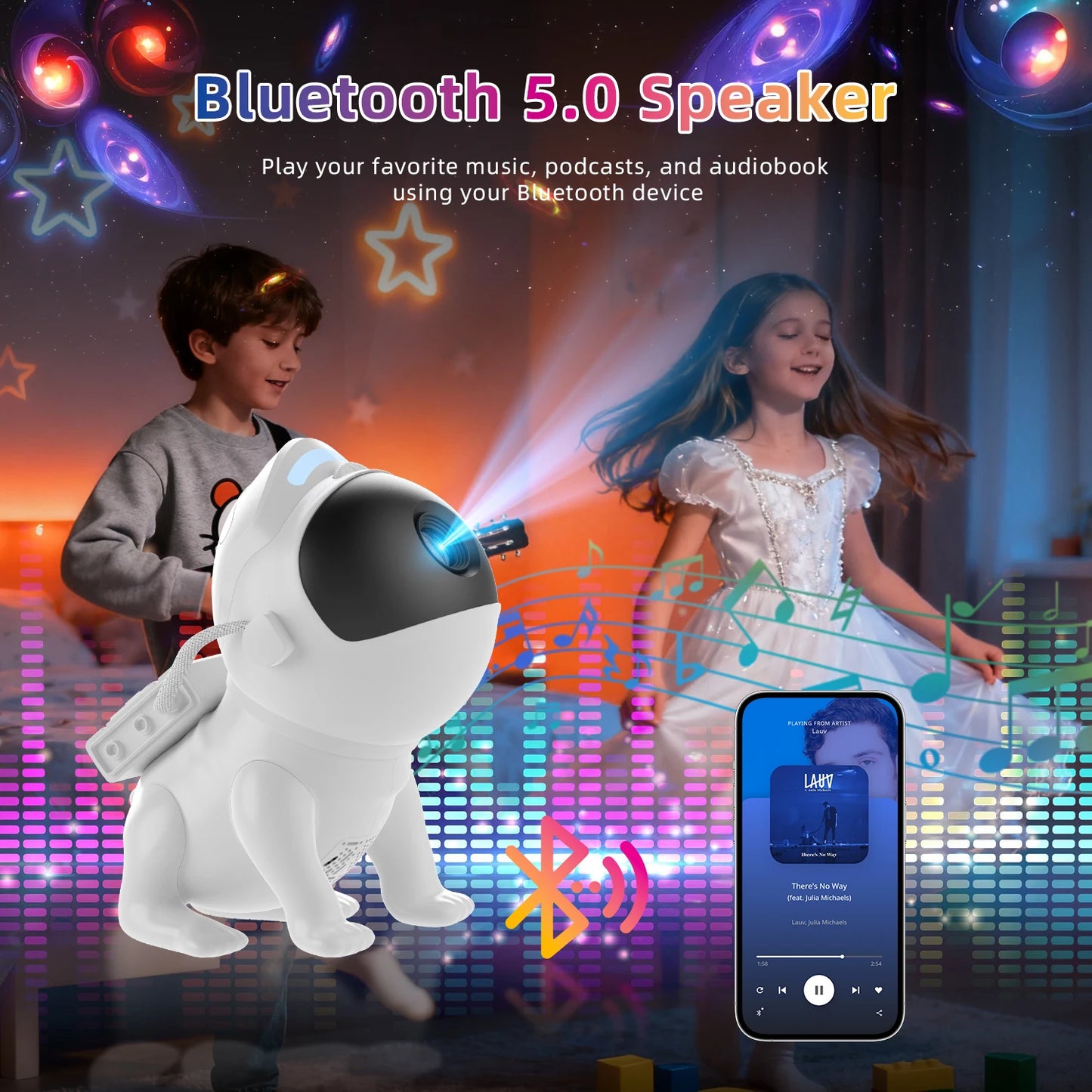 AUSYLE Star Projector Night Light Space Dog Galaxy Discs