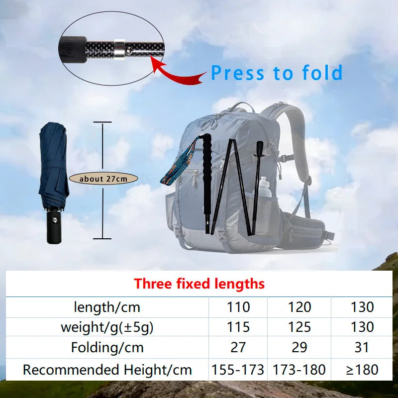 Okhealing Ultra Light Folding Trekking Poles Carbon Fiber