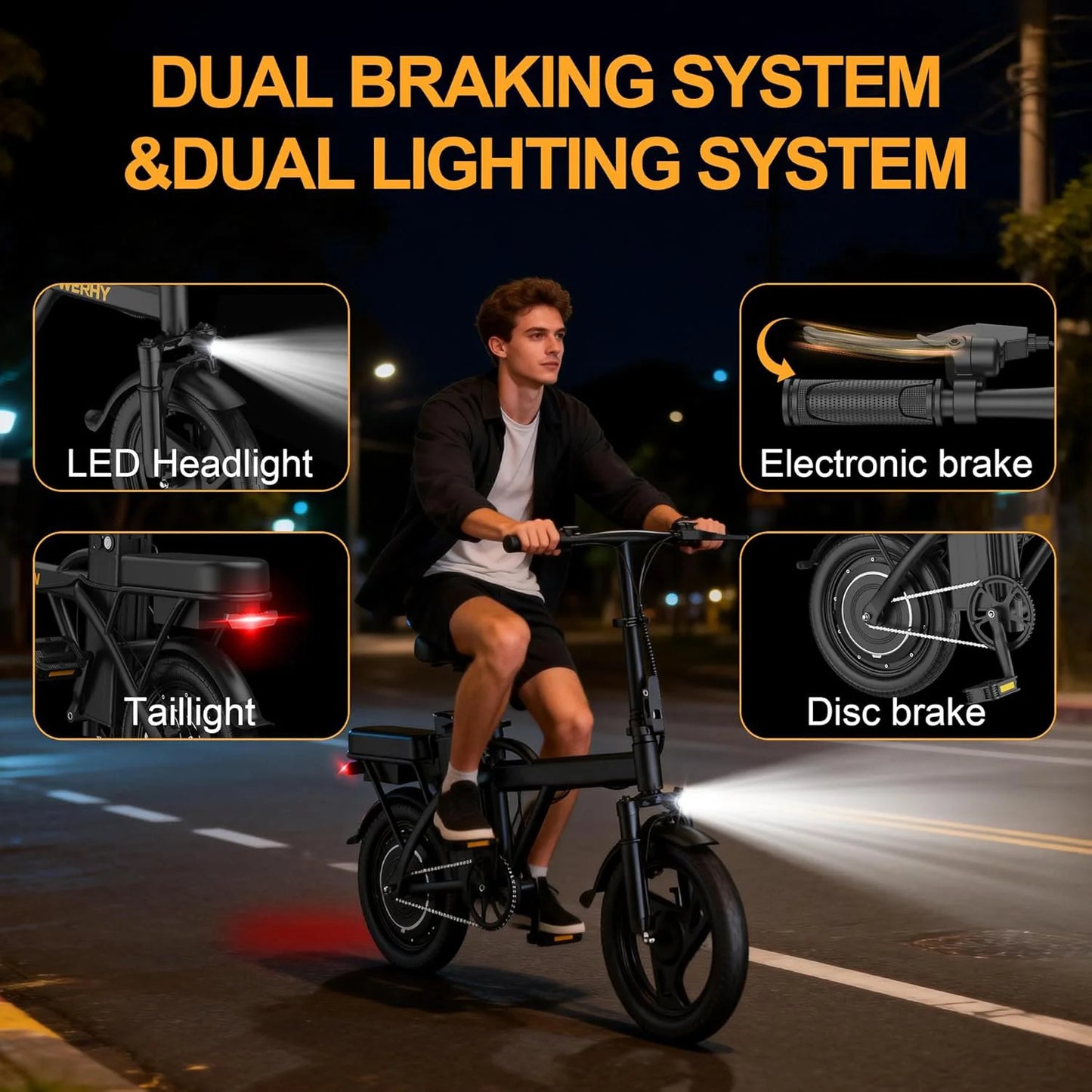 Ladped Foldable Electric Bike 500W 48V Dual Seat Mini E Bike