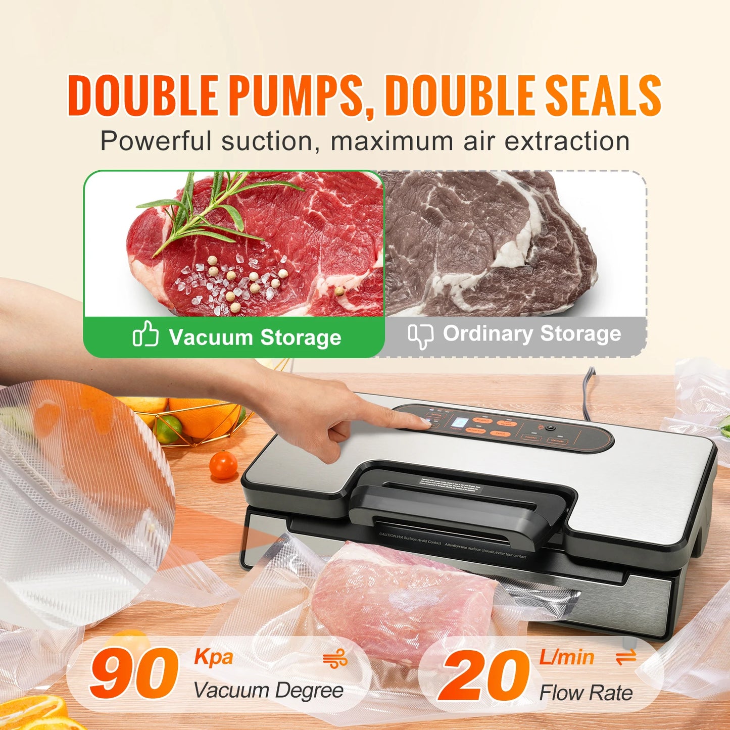 SucceBuy 130W Vacuum Sealer Machine With Free Bags