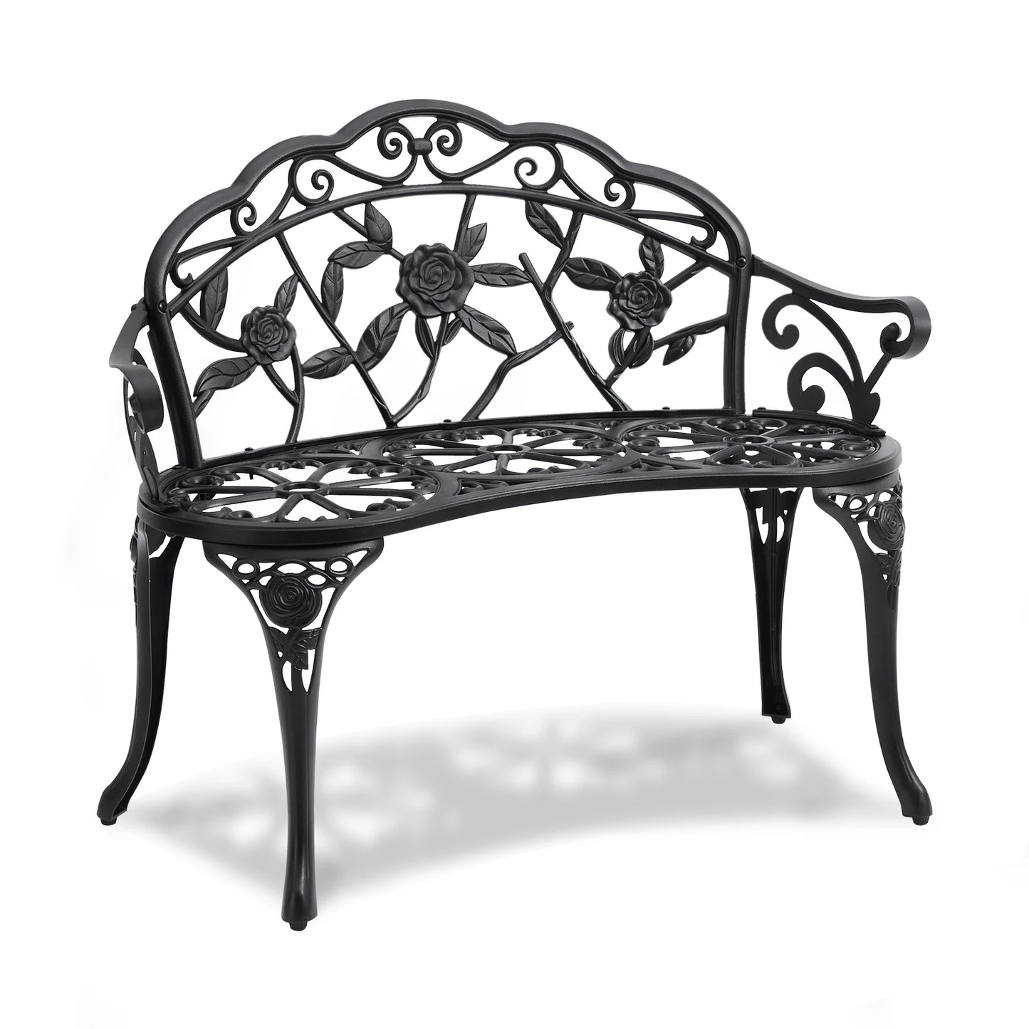 SucceBuy Outdoor Wood Metal Garden Bench With 480 Lb Capacity