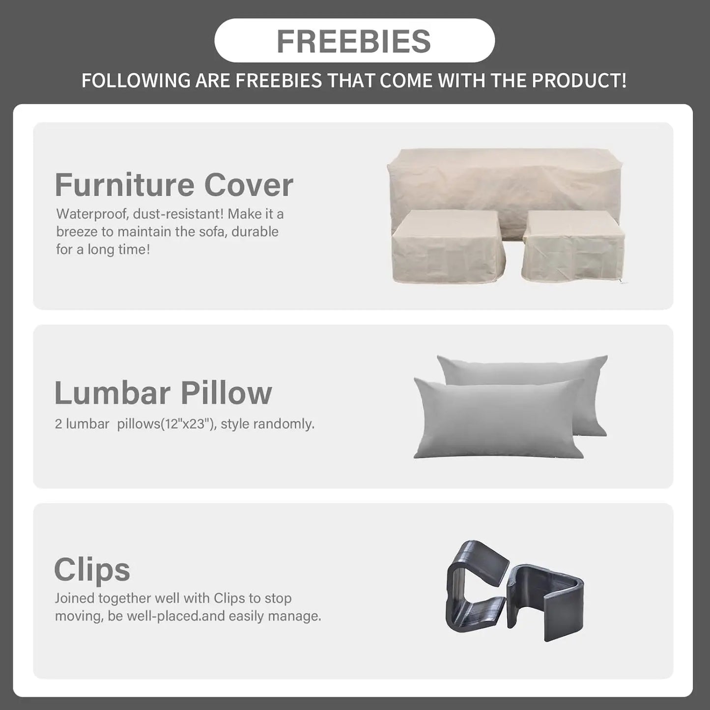 Guangbai 3 Piece Patio Furniture Set Outdoor Sectional Sofa