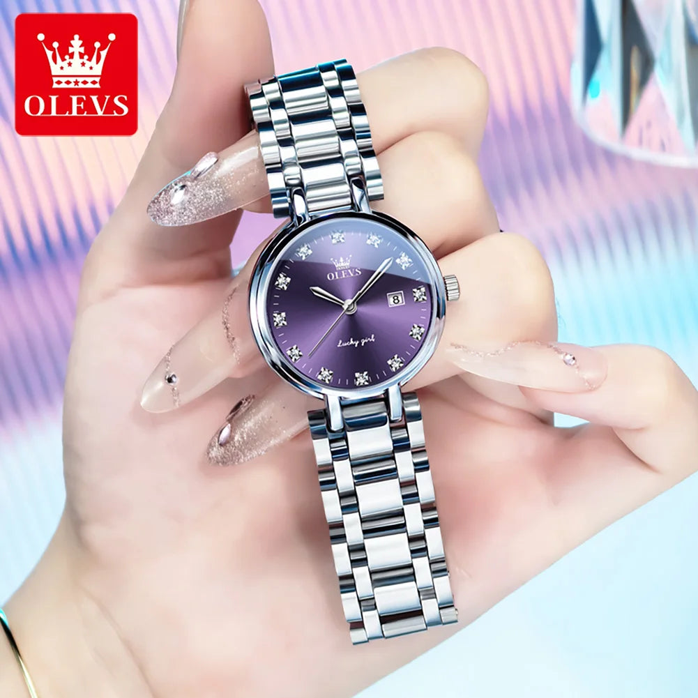 OLEVS 5575 Elegant Womens Quartz Watch With Diamond Calendar