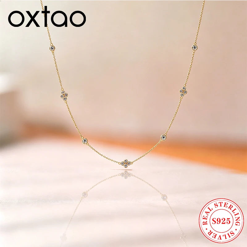 Oxtao Moissanite Diamond Choker Necklace 925 Sterling Silver