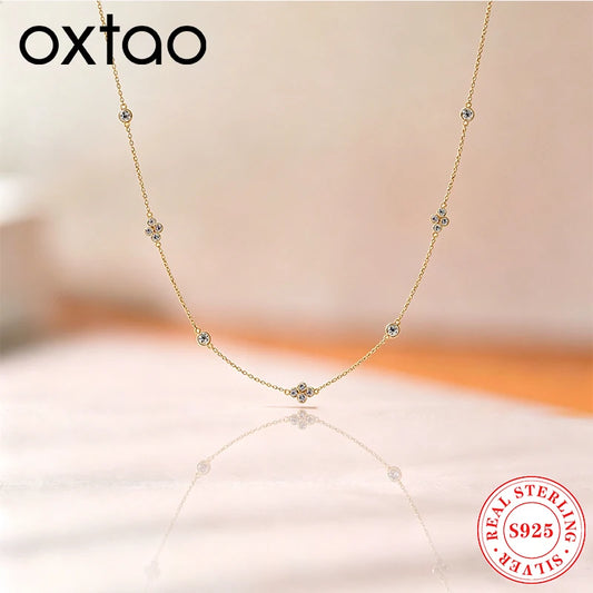 Oxtao Moissanite Diamond Choker Necklace 925 Sterling Silver