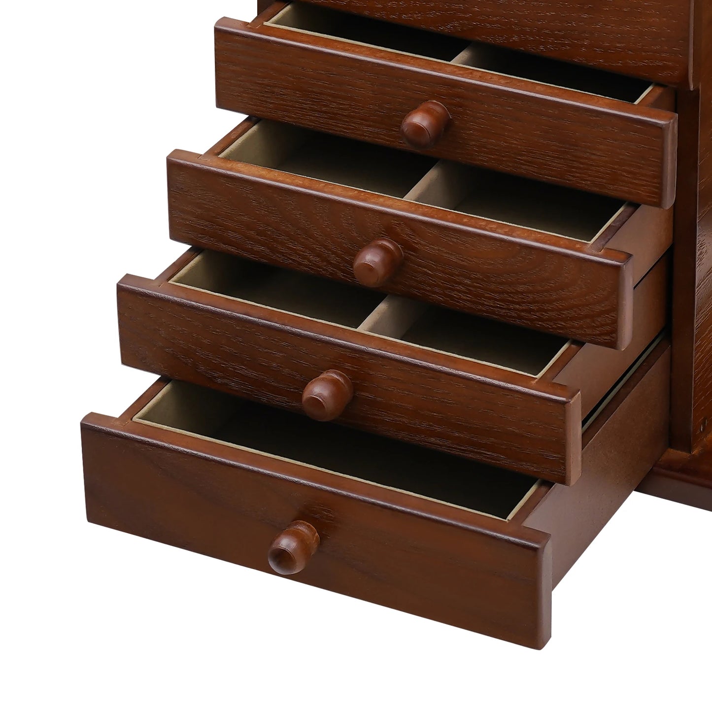 Five Layer Jewelry Box With Built In Mirror For Earrings
