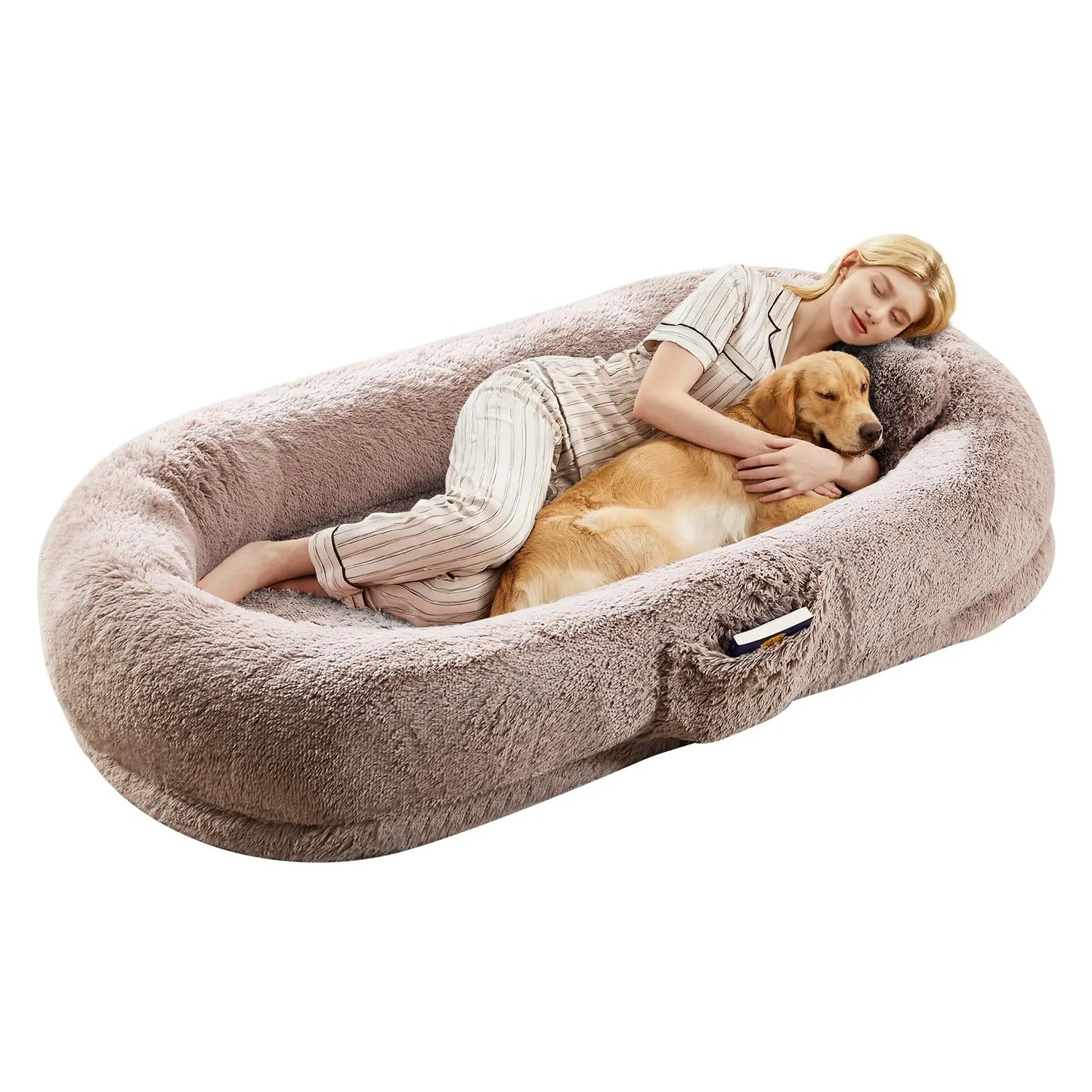 HiMISSCN Orthopedic Faux Fur Pet Bed With Pillow