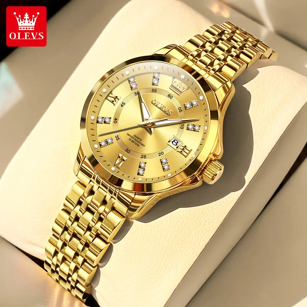 OLEVS 3620 Women Quartz Watch Luxury Diamond Calendar Waterproof
