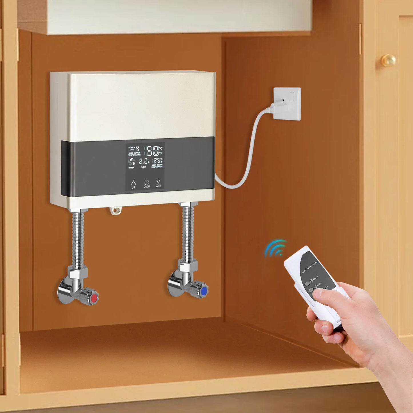 Sweetmile 110V 4000W Mini ABS Instant Water Heater with Remote