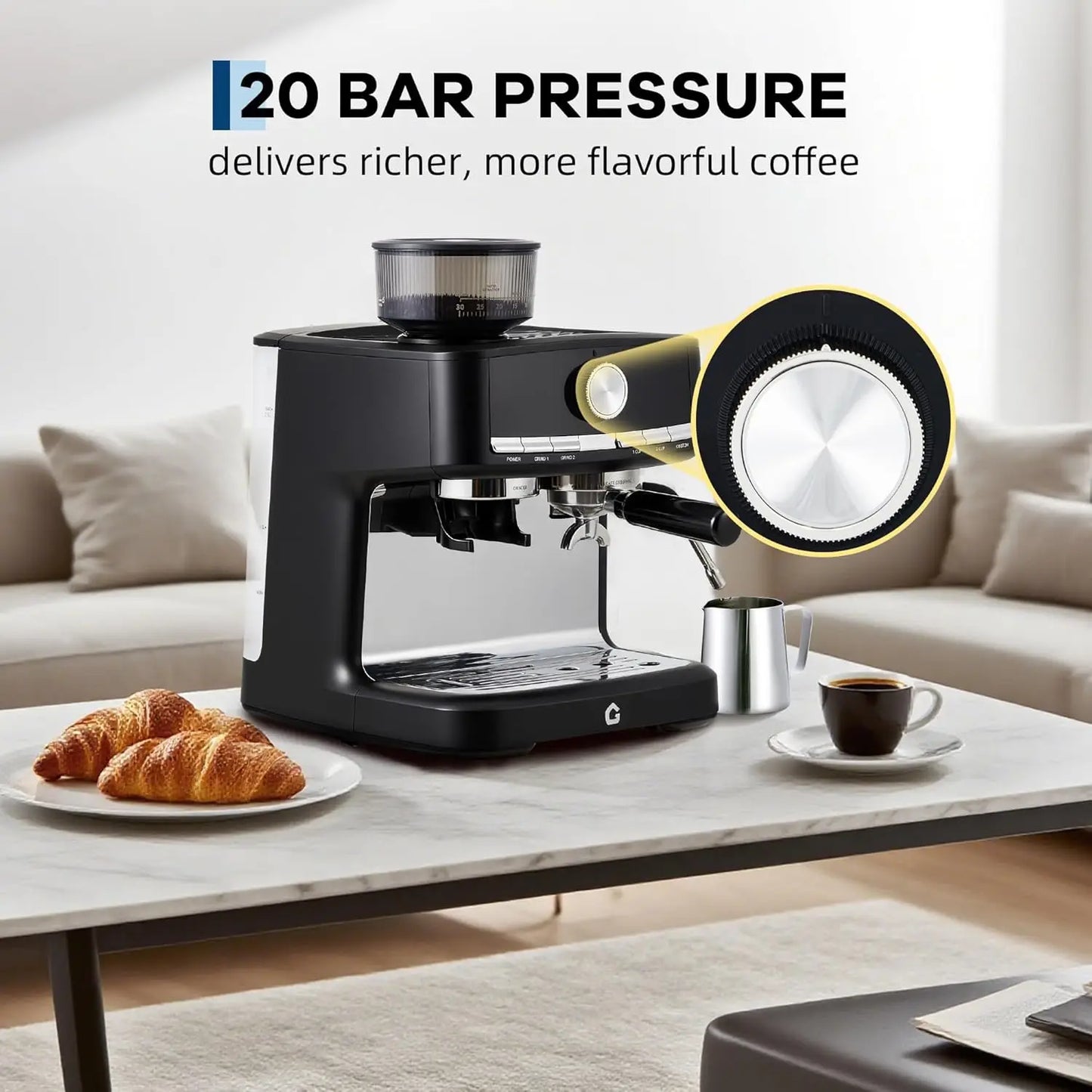 Espresso Machine With Grinder Semi Automatic Italian Pressure Extraction