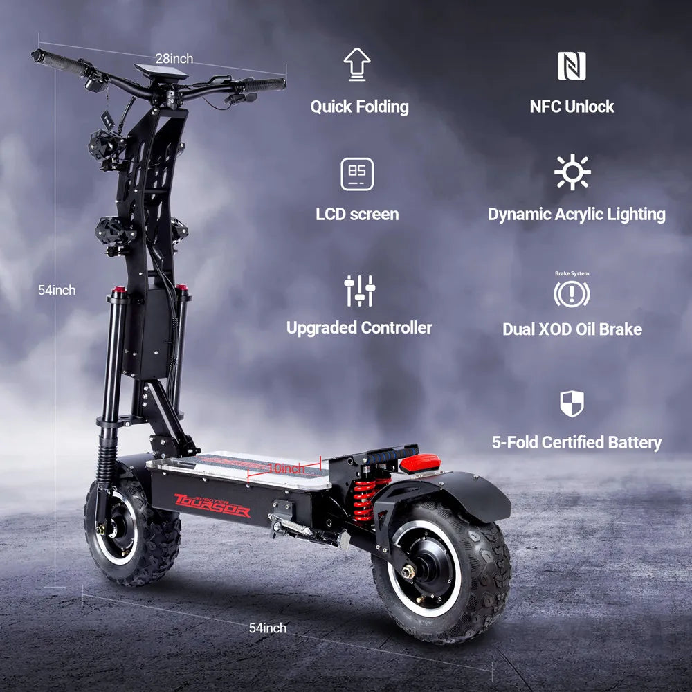 TOURSOR Electric Scooter Dual Motor 8000W 60V NFC Unlock