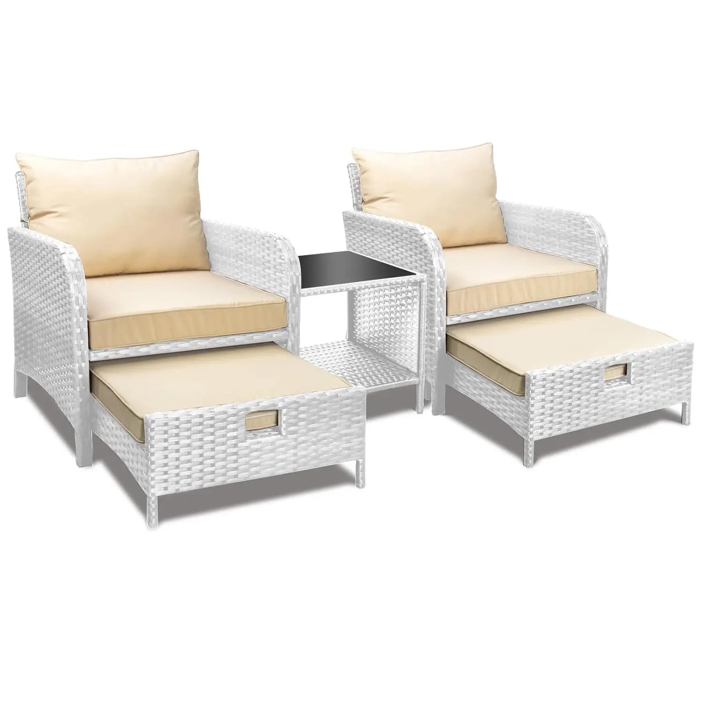Rattan Wicker Balcony Furniture 5 Piece Outdoor Patio Set Cushions