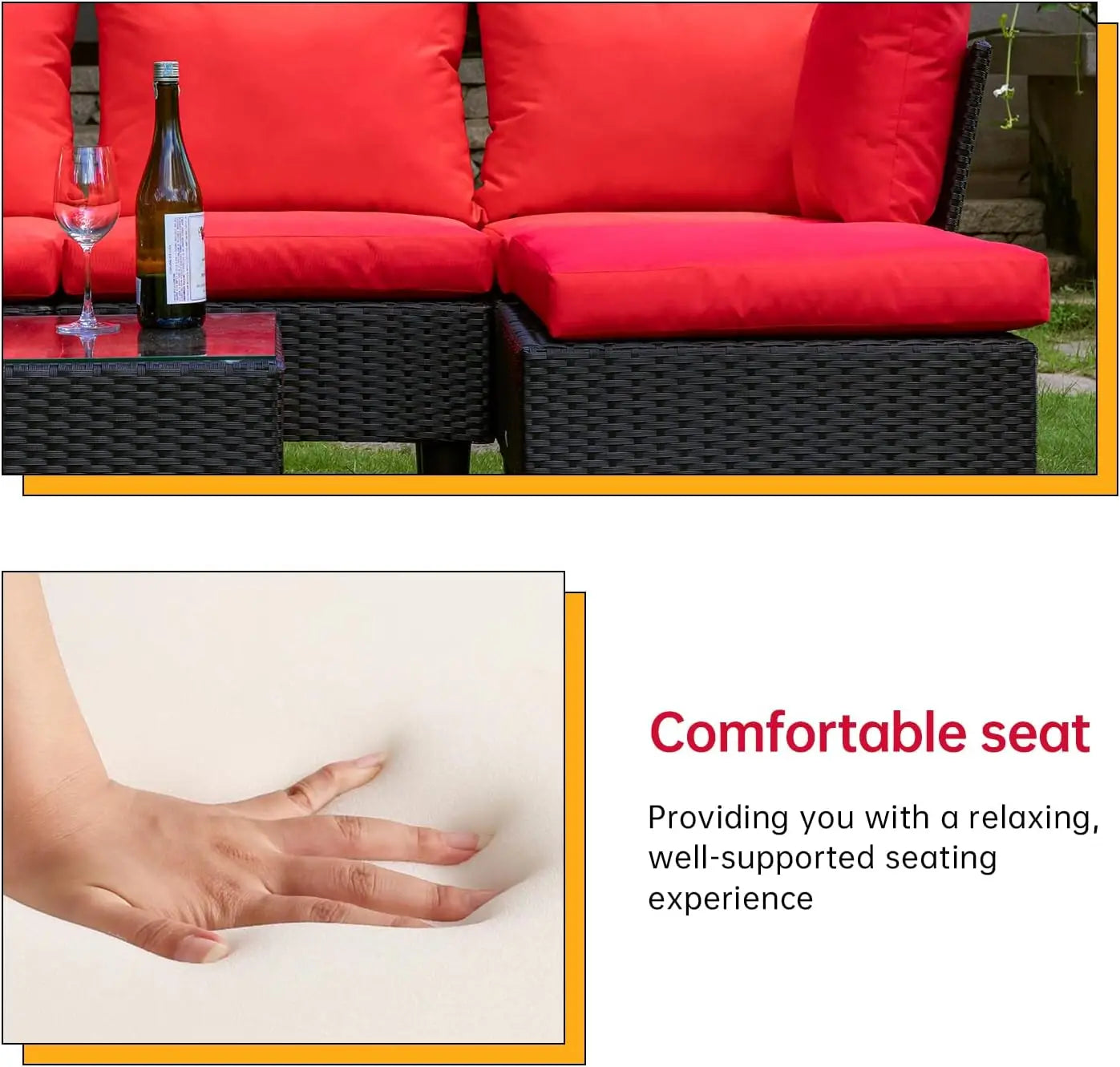Patio Furniture 5 Piece Outdoor Wicker Conversation Set