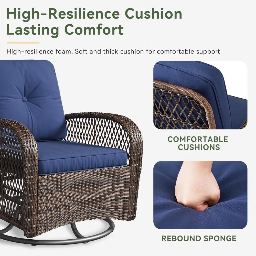 Outdoor Wicker Patio Furniture Set With Rocking Chairs