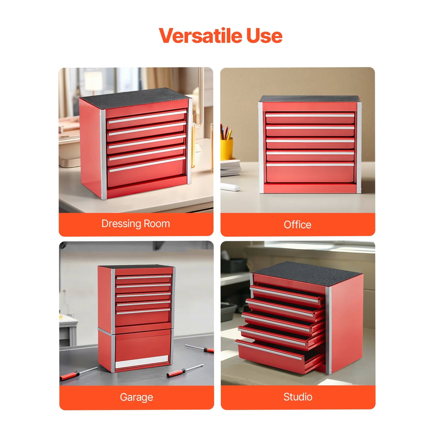 SucceBuy 5-Drawer Metal Tool Box Portable Tool Chest