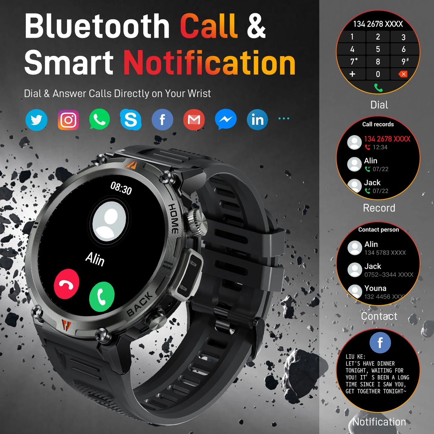 LaNikar KE3 Smart Watch Bluetooth Call for iOS and Android
