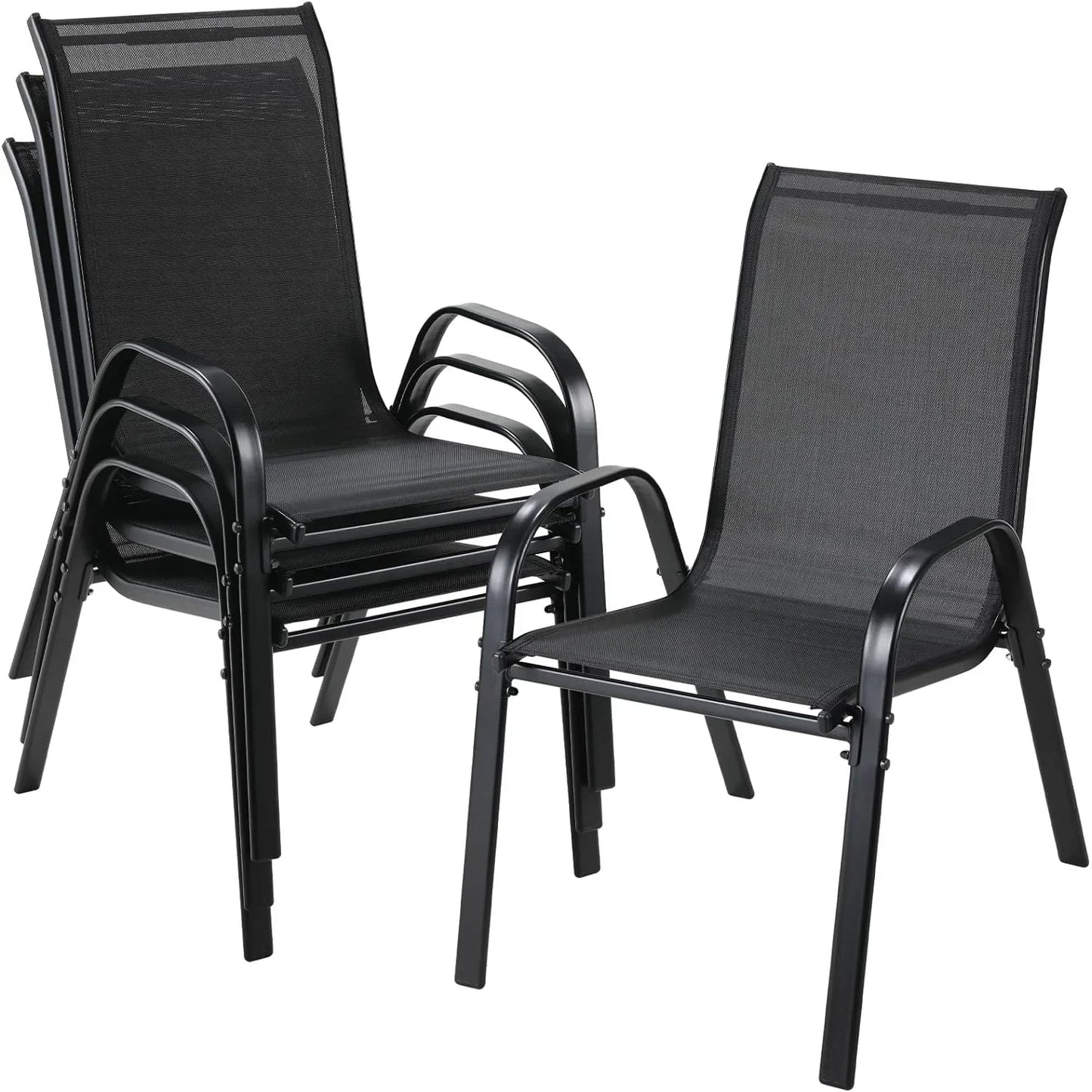 Garden Folding Chairs Steel Iron Teslin Fabric High Back Load 150kg Outdoor