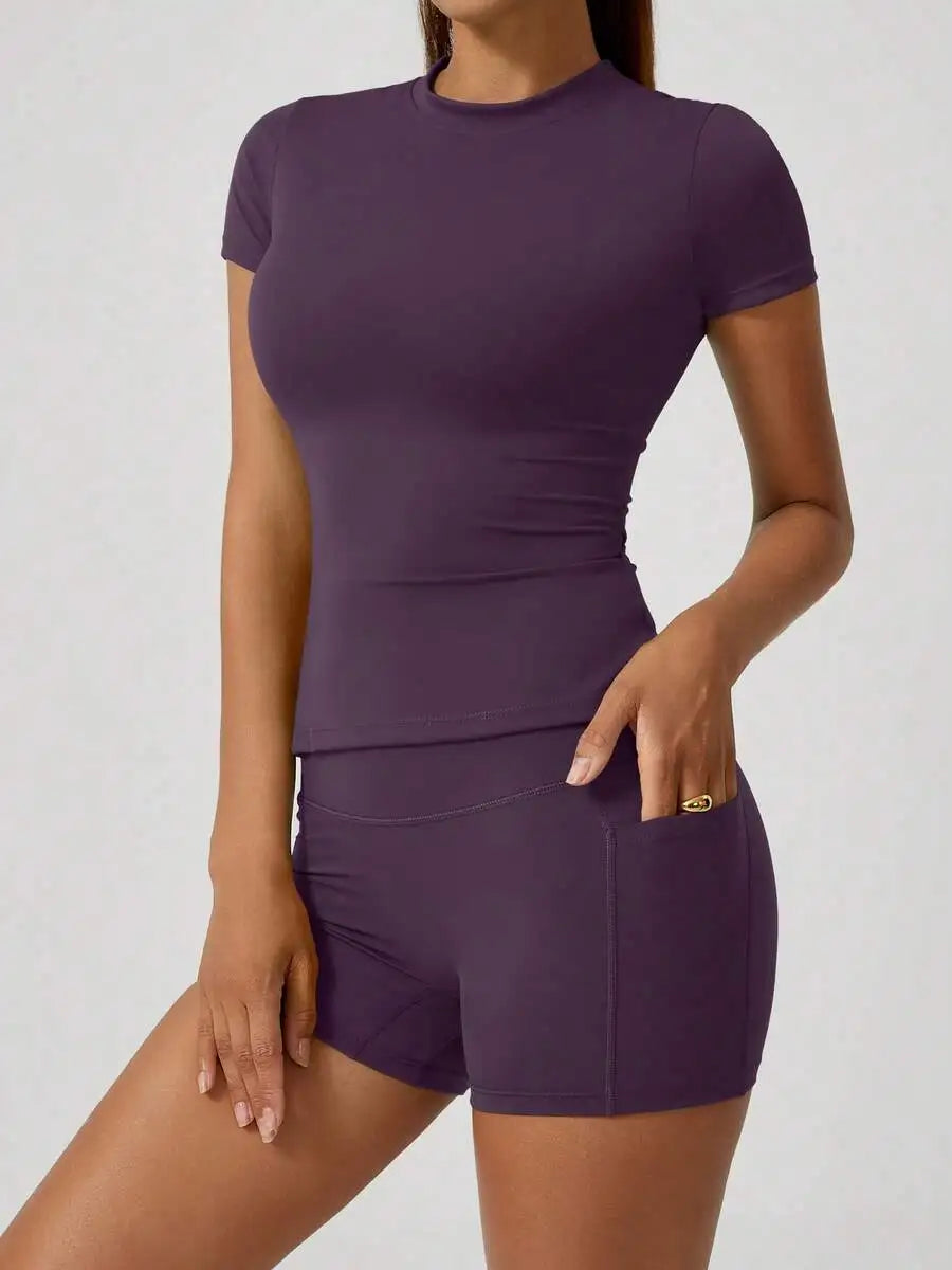 Women's High Waist Tummy Control Butt Lifting Sports Shorts Set