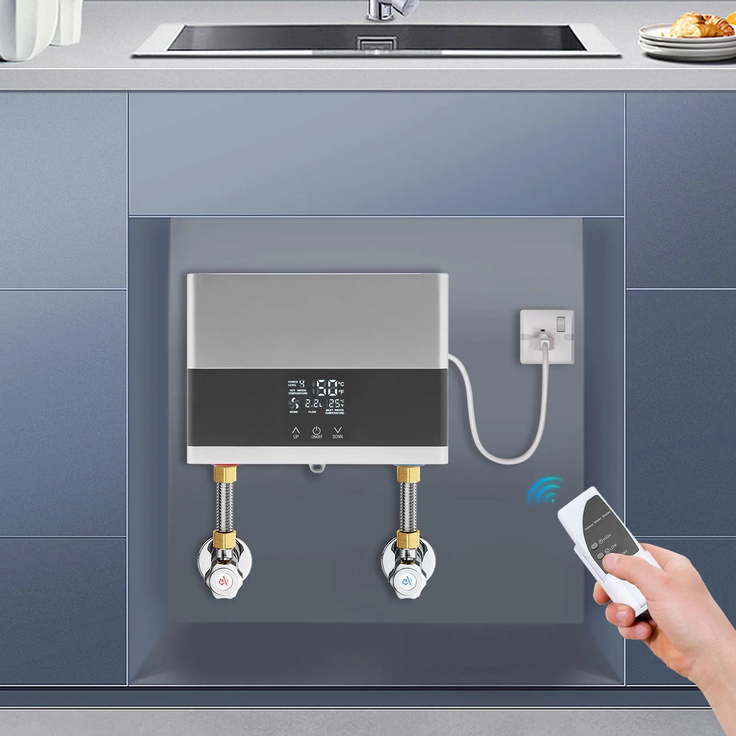 Sweetmile 110V 4000W Mini ABS Instant Water Heater with Remote
