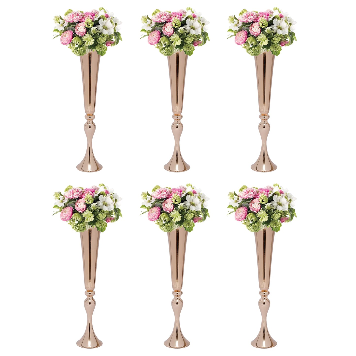 Gold Trumpet Vases Set for Wedding Centerpieces and Table Decor