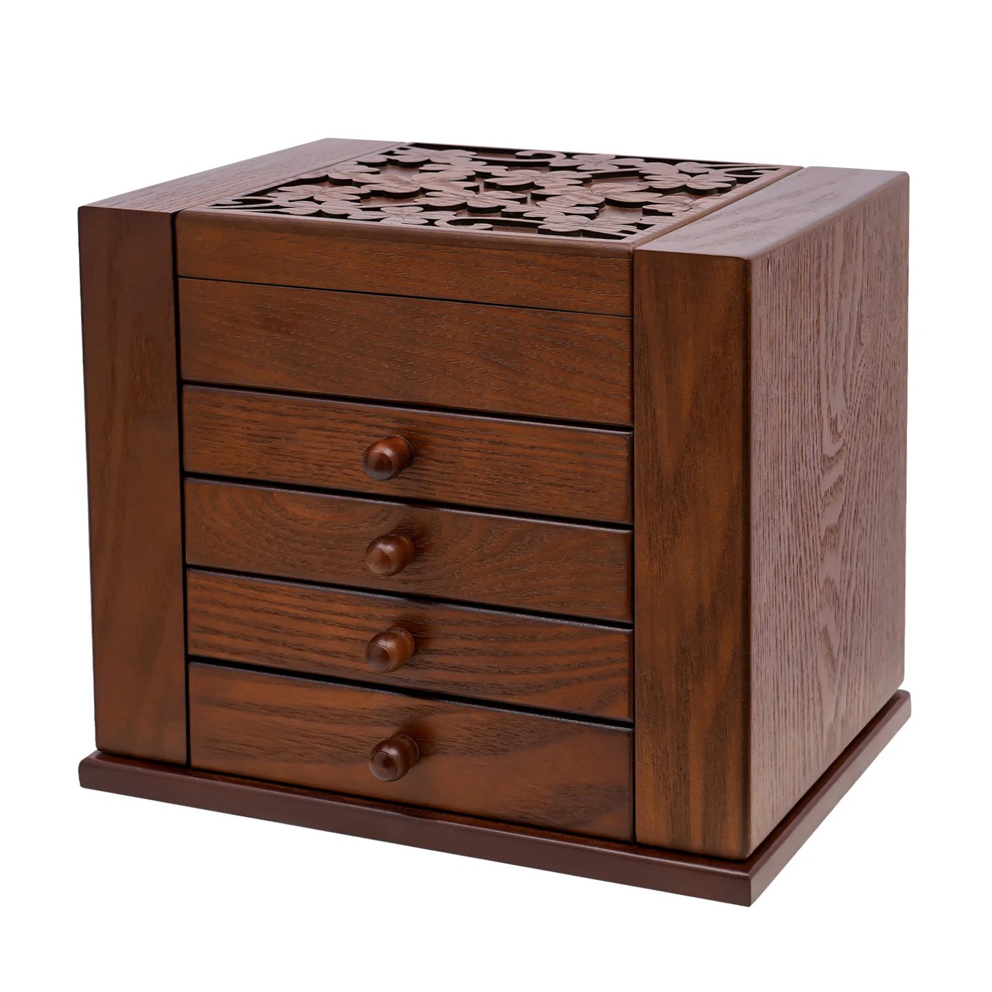 Five Layer Jewelry Box With Built In Mirror For Earrings
